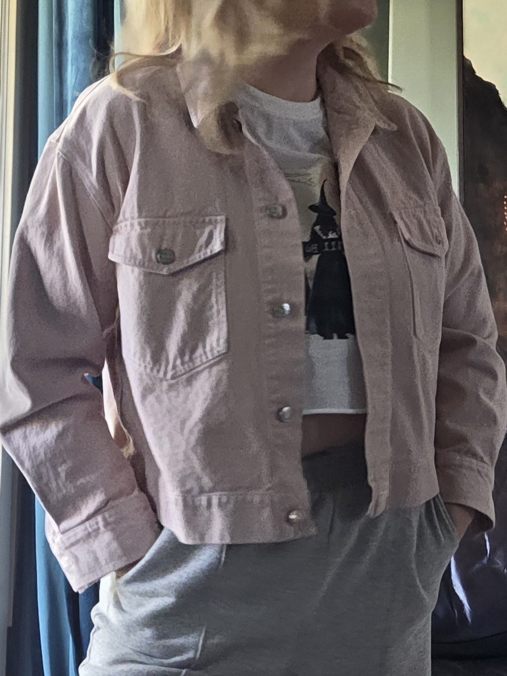 Wilfred Blush Pink Cropped Jean Jacket
